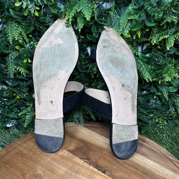 GIANVITO ROSSI Flats Women 41EU/10US Black Made In Italy Suede Sandals 2270 - Picture 10 of 11